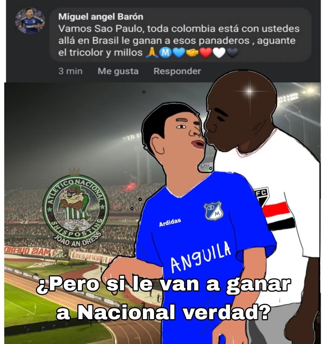 Wentson's tweet photo. @MillosFCoficial Ahora les toco ponerse la camiseta del Sao Paulo, ya que otra alegría no ven esos pedorros. https://t.co/wRCjh1IuEh