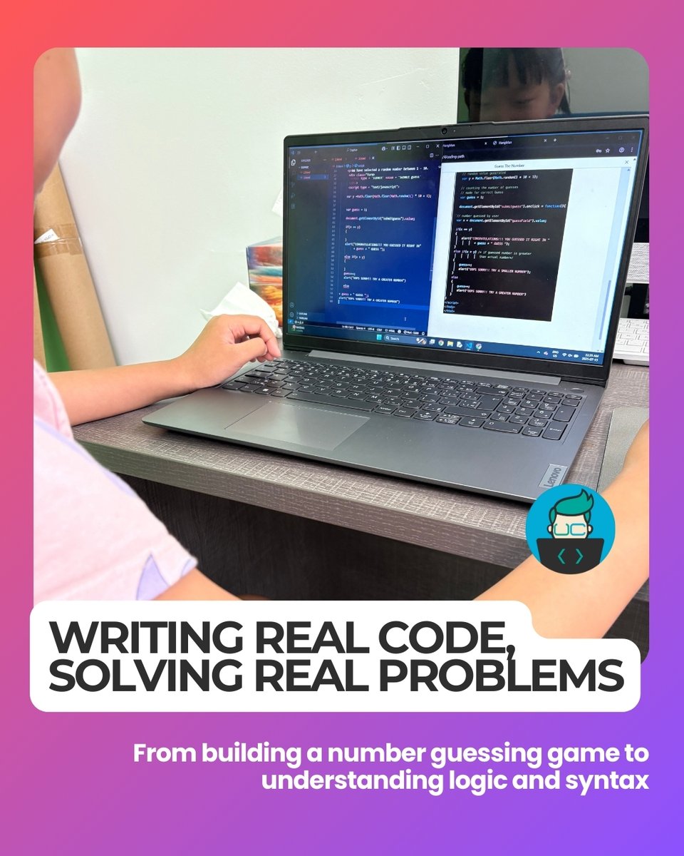 ultimatecoders's tweet image. This isn’t just typing code - it’s your child learning to think critically, break problems into steps, and build real solutions. Skills like these go far beyond the screen and prepare them for challenges in every subject.
#UltimateCoders #BackToSchool #KidsWhoCode #FutureReady