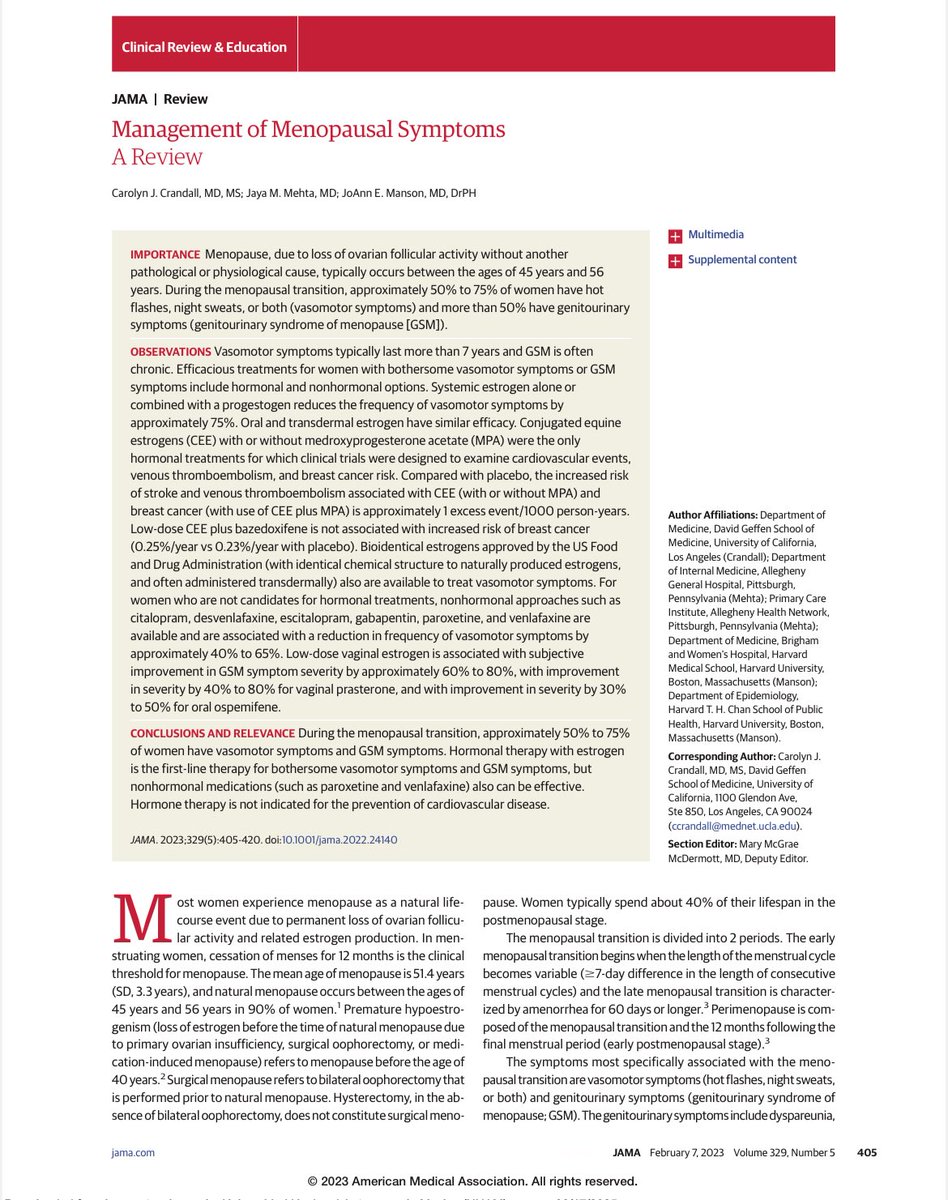 endocatracha's tweet photo. Muy necesaria revisión del
Manejo de los síntomas de la menopausia en @JAMANetwork doi:10.1001/jama.2022.24140 https://t.co/atOMW7rlAL