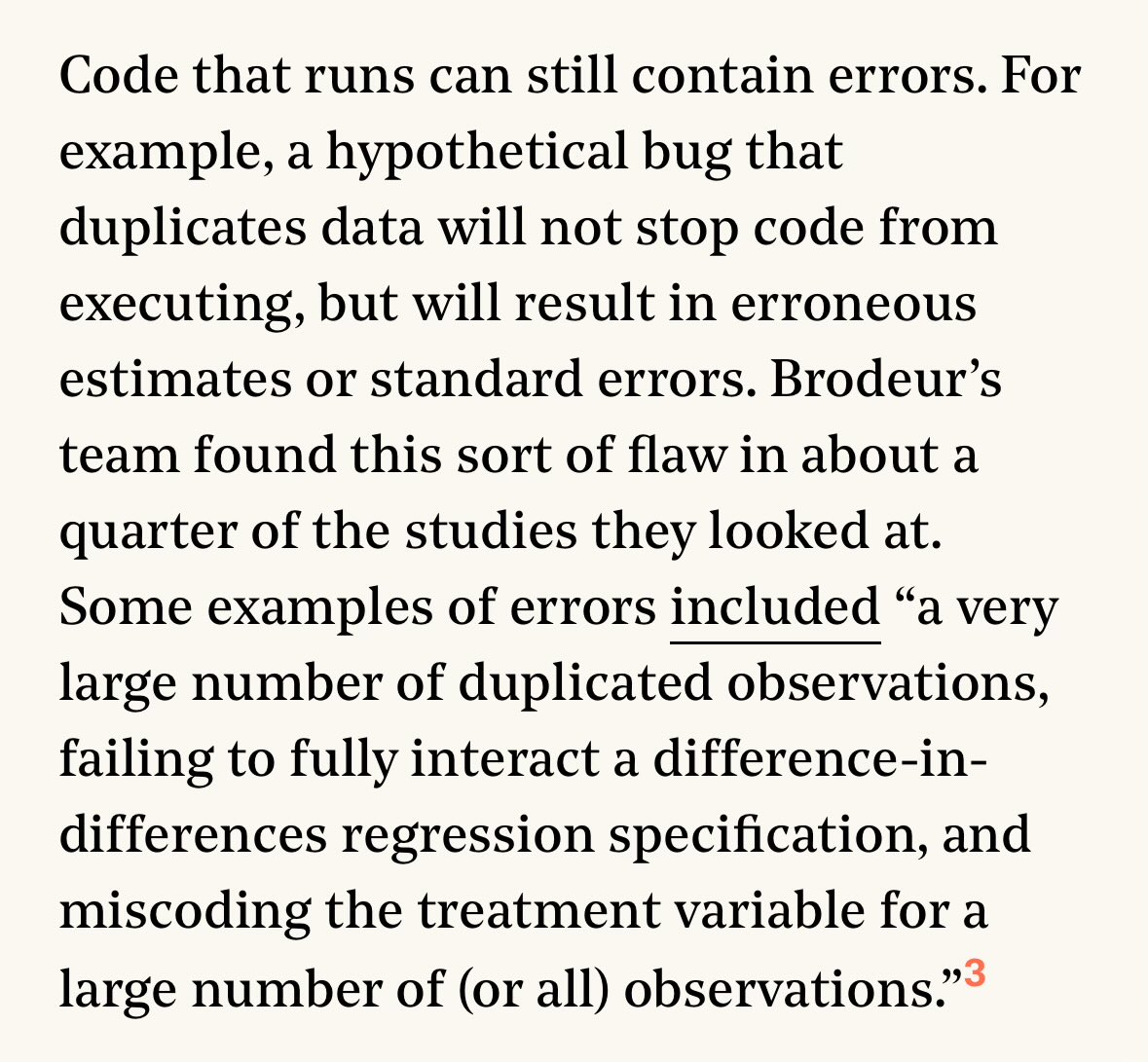 Ryan Briggs (@ryancbriggs) on Twitter photo <a href="/NateSilver538/">Nate Silver</a> Something like 1/4 recent top Econ or political science articles have material coding errors, so saying half are wrong isn’t crazy. asteriskmag.com/issues/10/can-… <a href="/NateSilver538/">Nate Silver</a> Something like 1/4 recent top Econ or political science articles have material coding errors, so saying half are wrong isn’t crazy. asteriskmag.com/issues/10/can-…