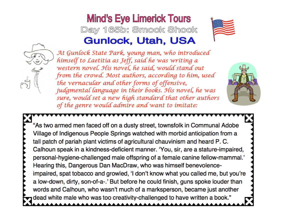 tom_mindseye's tweet photo. #Limerick #entertainment #humor #fun #Gunlock #StGeorge #Utah #smock #artist #novel https://t.co/BHx2YmA7RG https://t.co/a2YvkXPOis
