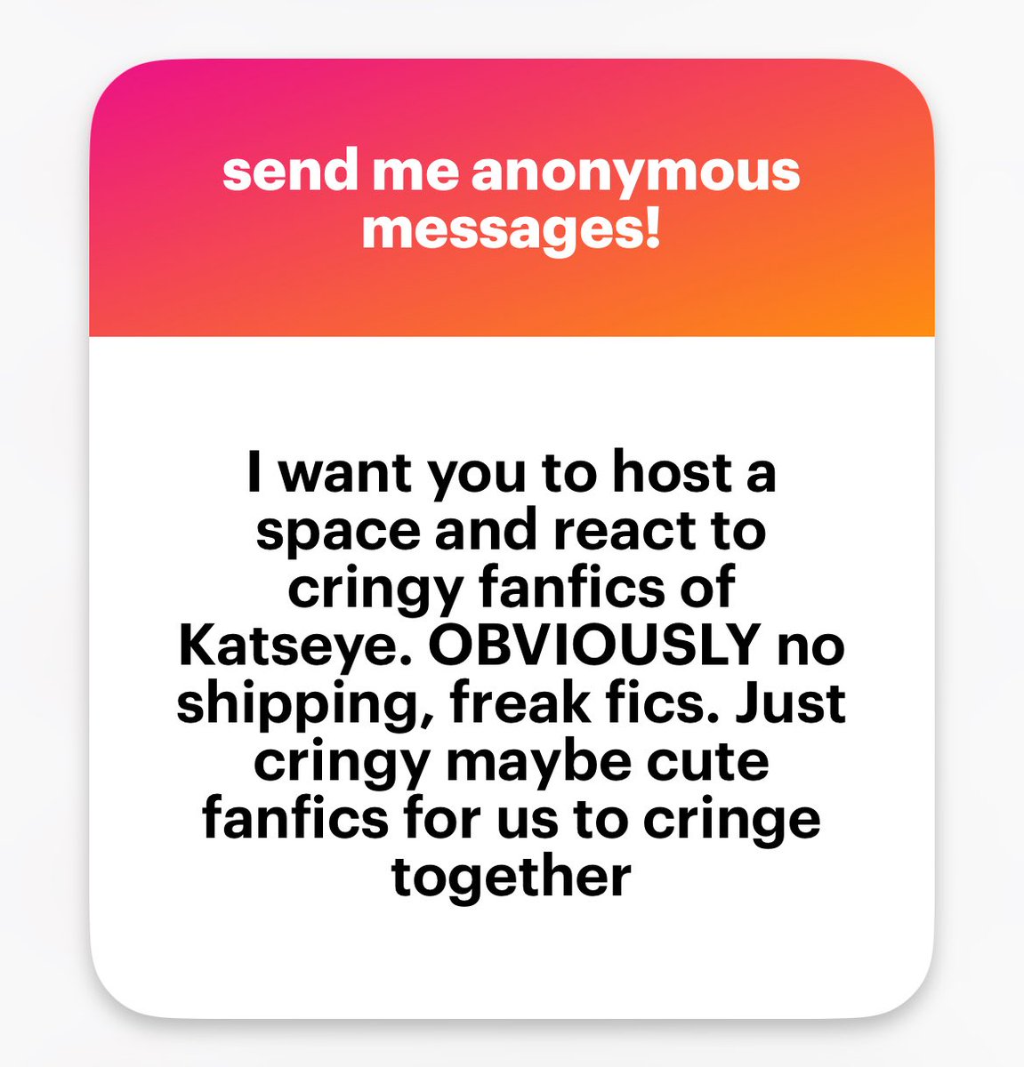 oh ?? maybe but i’d have to have someone vet the fics first to make sure it’s not weird perchance