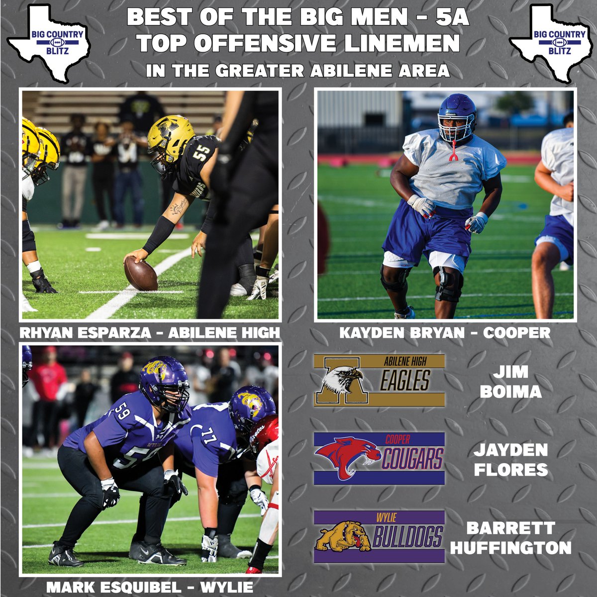𝐁𝐄𝐒𝐓 𝐎𝐅 𝐓𝐇𝐄 𝐁𝐈𝐆 𝐌𝐄𝐍: 𝟓𝐀

A look at the best offensive linemen in the Abilene area heading into 2025.