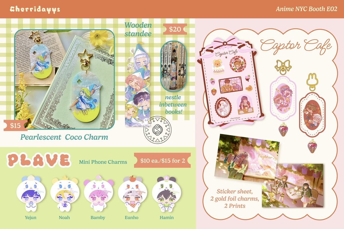Cherridayys's tweet photo. YAHOOO CATALOG FOR MY FIRST #animenyc ٩( ᐛ )و !! 
Pls come by to say hi (AND YAP) at our table E02 hehe #ANYC2025 see you there ^^ 🍒 https://t.co/Ll6LBsPKy1
