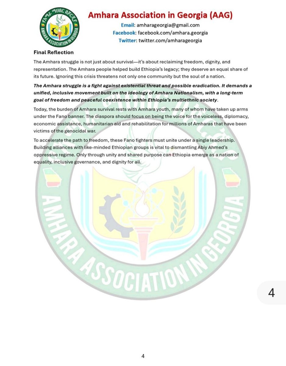 The Amhara struggle is a ﬁght against existential threat and possible eradication.