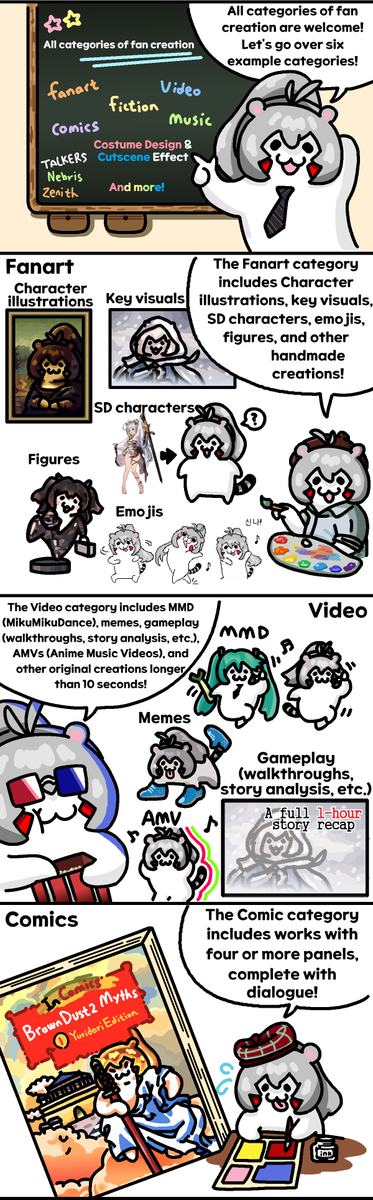 🎨 2025 BrownDust2 Global Fan Creation Contest 🎨

We’re looking for all kinds of fan creations—fan art, comics, videos, stories, music, costumes, and more! ✍️🎶  
Anything inspired by BrownDust2 is welcome.

Just by participating, you’ll receive 1,000 Diamonds!  
And don’t miss