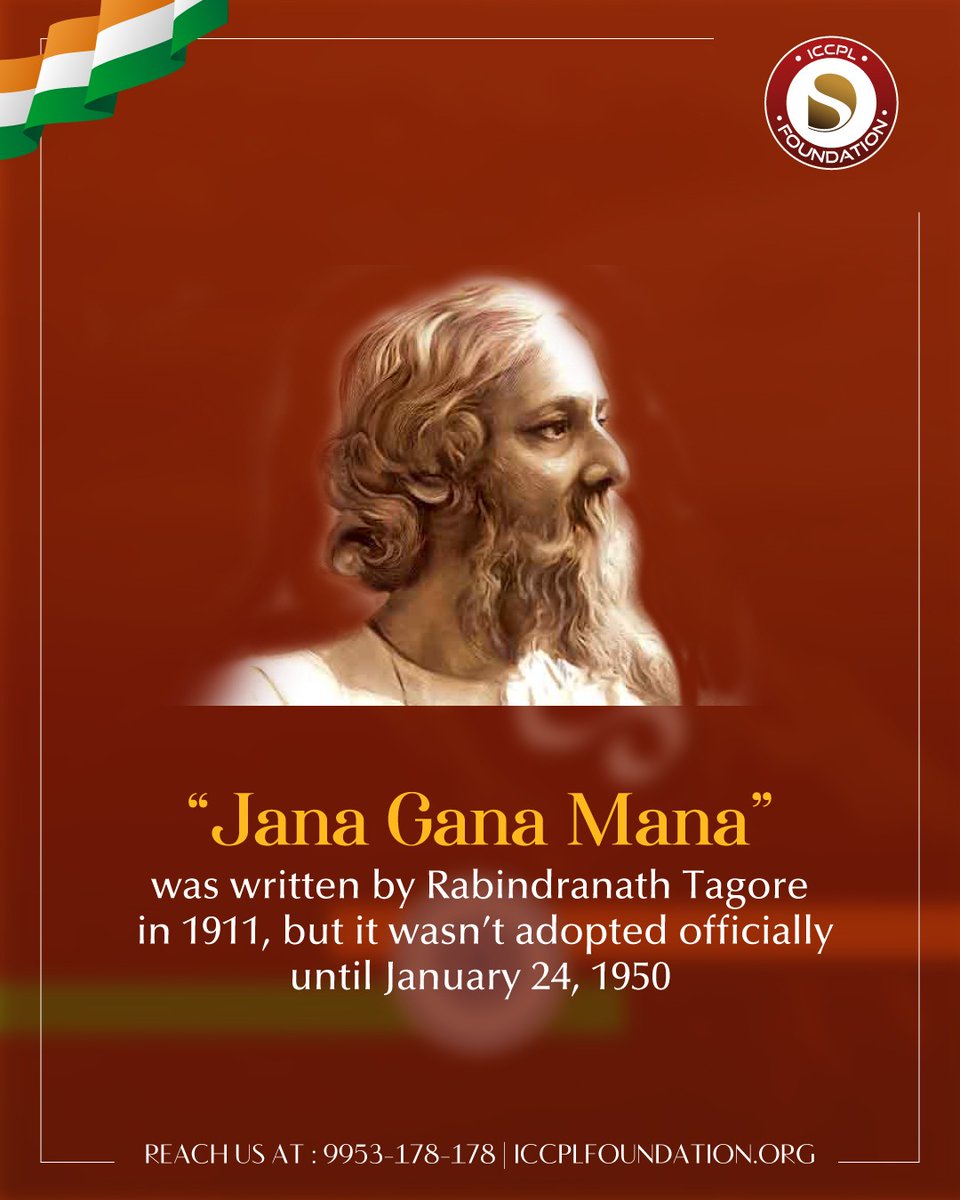 Iccplfoundation's tweet photo. Wait… didn’t India already have a national anthem in 1947?
Think again — what you believe about Jana Gana Mana might surprise you.
📌 Disclaimer: This post is based on historical records and public information.
#IndependenceWeek #JanaGanaMana #NationalAnthem #DidYouKnow https://t.co/MGpinoSkfe