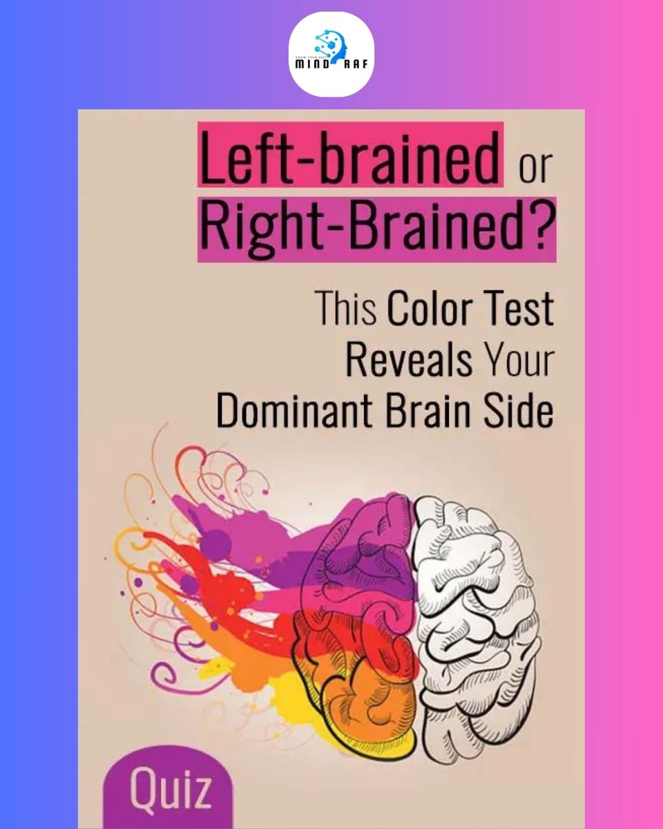 Mind_Raf_'s tweet image. Class by Bhupesh Gopyal
Contact = 8307791030
✨ Are you more left-brained or right-brained  🧠🎨 Take this fun color test to discover your dominant brain side! 
👉 Comment your result &amp;amp; tag a friend to challenge them too! 
#BrainTest #MindQuiz #LeftBrain #RightBrain #MindGames