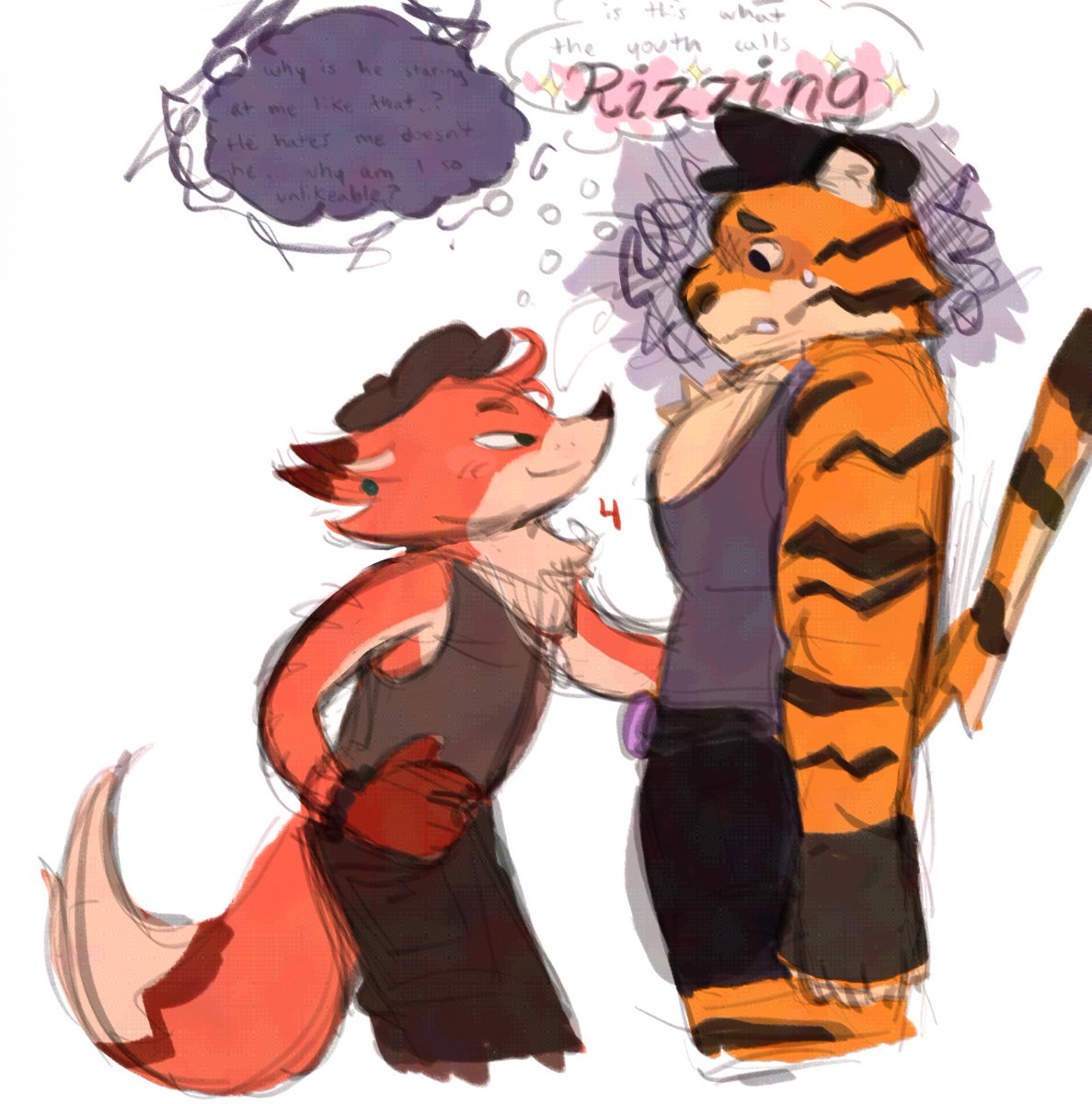 Little sketch of my favorite pair of FRIENDS 
tigry and Felix ^_^