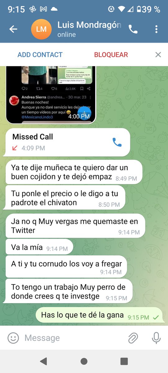 andreasierra_22's tweet photo. No le basta con vender mi número, ahora me amenaza pero sigue rogando por un servicio para que tengan cuidado con éste imbécil, amenaza a un chavo que ni conozco el pobre idiota https://t.co/HNtO6YsZqt