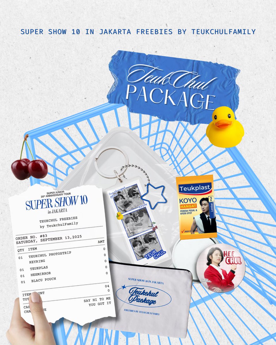 TeukchulFamily's tweet photo. 🐥Teukchul Package 🍒

SUPER JUNIOR 20th Anniversary TOUR <SUPER SHOW 10> in JAKARTA
Freebies by @TeukchulFamily 

🗓️ September 13, 2025
📍 ICE BSD

Rules:
- First come, first get
- 1 person 1 pack
- Don’t sell / throw it away

See you ELFs! 💙

#SUPERJUNIOR #SS10inJKT #SuperShow10inJakarta