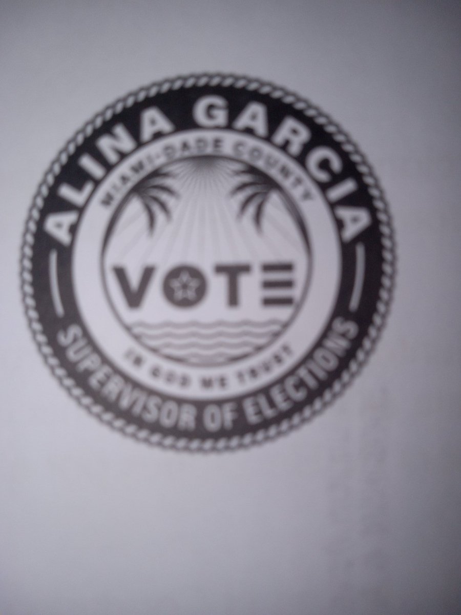D1AndOnlyOne's tweet photo. I got my new voters card and noticed something very peculiar. I notice a seal with one Alina Garcia's name on it. The amount of egos filling up the different departments here across Miami Dade county is truly alarming.  @FixMetroxMDT @doug_hanks https://t.co/QMPd2a50ne