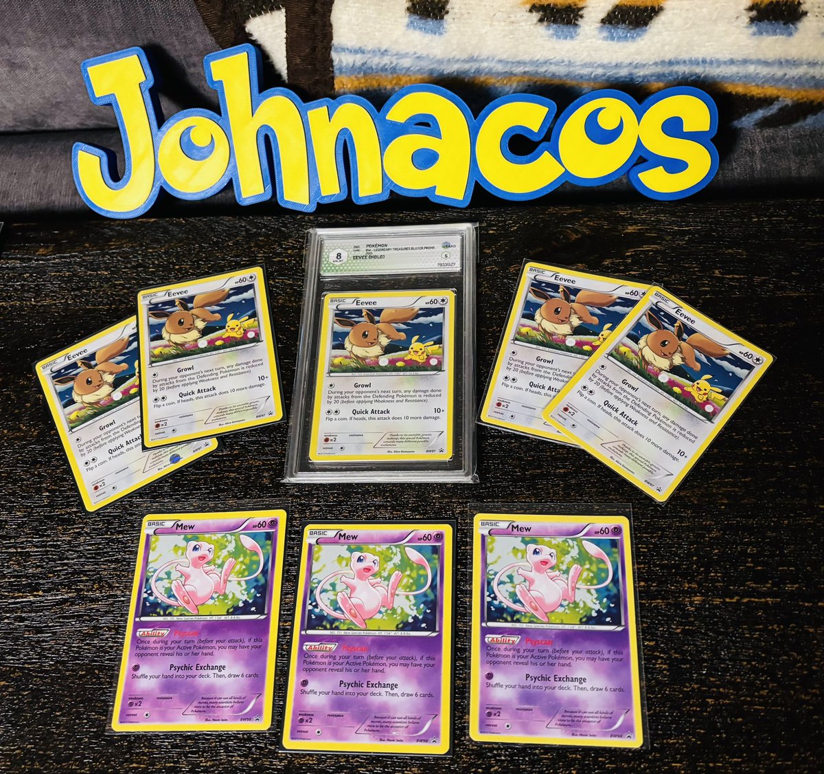 Posting these Black and White Promo grails once more! 🤩🤩

Retweets appreciated 🙏

Who needs one of these holo, never released in the US, Eevees and Mews!?! 😳

Depending on condition, Eevees oscillate between $325 and $200 and Mews between $200 and $125! 👀