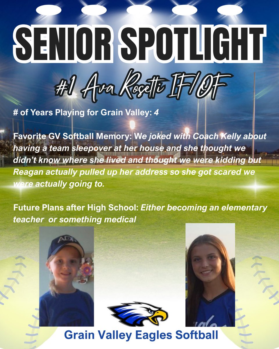 GVsftball's tweet photo. This season, we are going to shine the spotlight on 1 Senior Eagle softball player every Sunday. This week, it’s Ava Rosetti!
#TheValleyWay https://t.co/YTA2wu5ePA