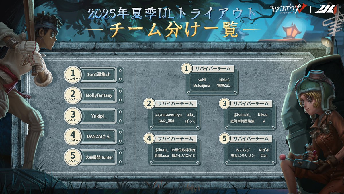 2025年夏季 #IJLトライアウト チーム分け一覧前半はこちら！ 大会期間