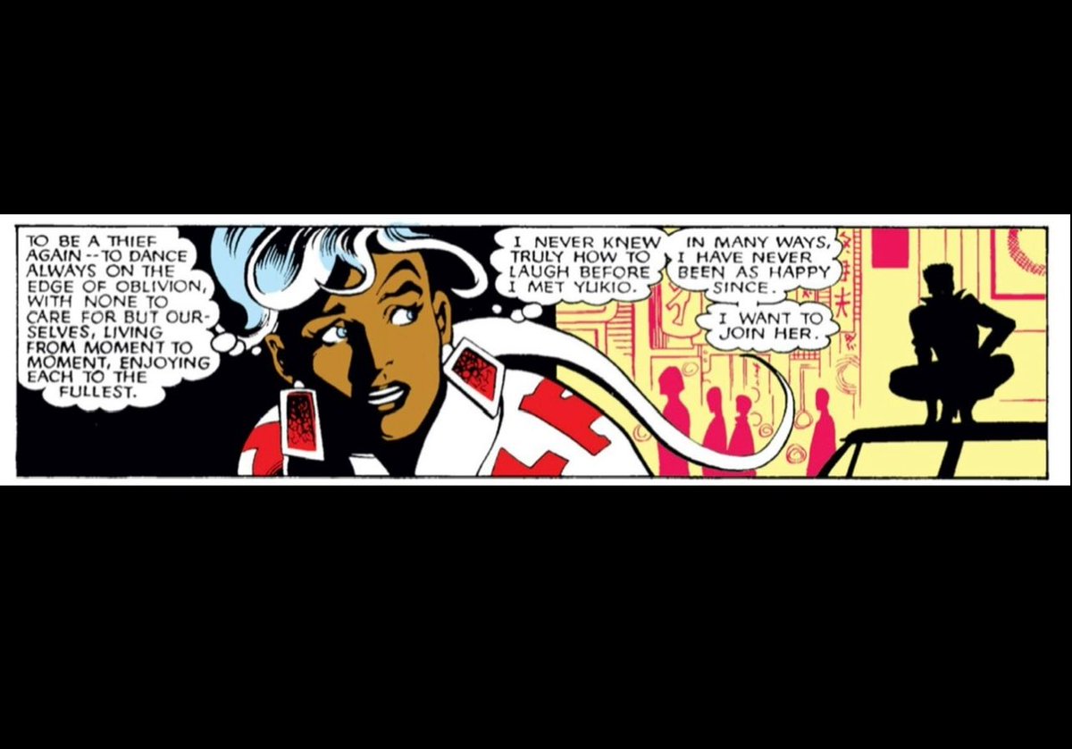 Yukio: I she’s the love of Storm’s life and the one who truly touched her spirit in a way no man can ever. Her most important arc was due to Yukio changing her life in Japan. She changed her world. She’s her Rooftop in Japan.