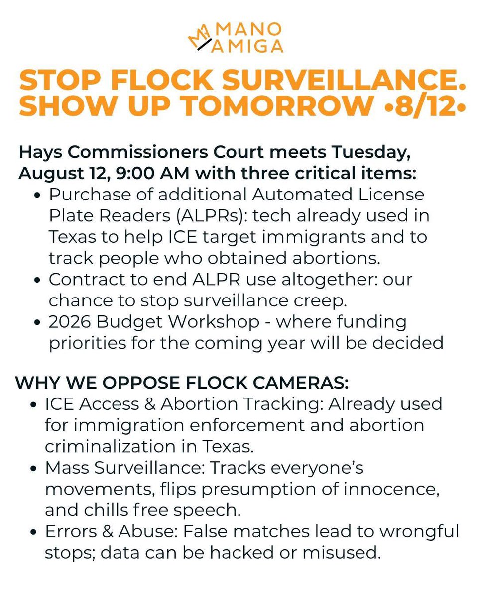 This group, in TX,is always  interfering with local govt. Now they are trying to stop tools that they think may assist ICE. Orgs that aim to thwart enforcement of laws should be investigated. We voted for LE <a href="/FBIDirectorKash/">FBI Director Kash Patel</a> <a href="/PamBondi/">Pam Bondi</a> <a href="/RealTomHoman/">Thomas D. Homan</a> <a href="/GregAbbott_TX/">Greg Abbott</a>