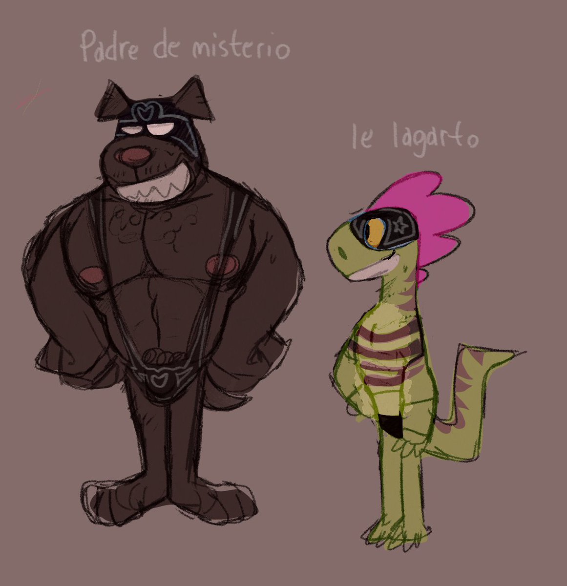 CW:(incest) 

When your dad is a secret Luchador....

(also bonus lizard luchador)
