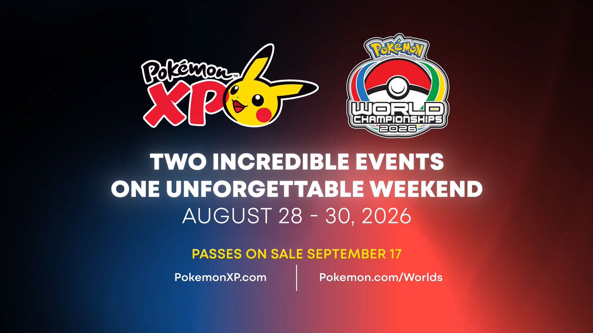 【ポケモンWCS2026】
来年アメリカ・サンフランシスコで開催

そして世界大会をさらに楽しめる大型イベント・ポケモンXPの同時開催が決定

#PokemonWorlds