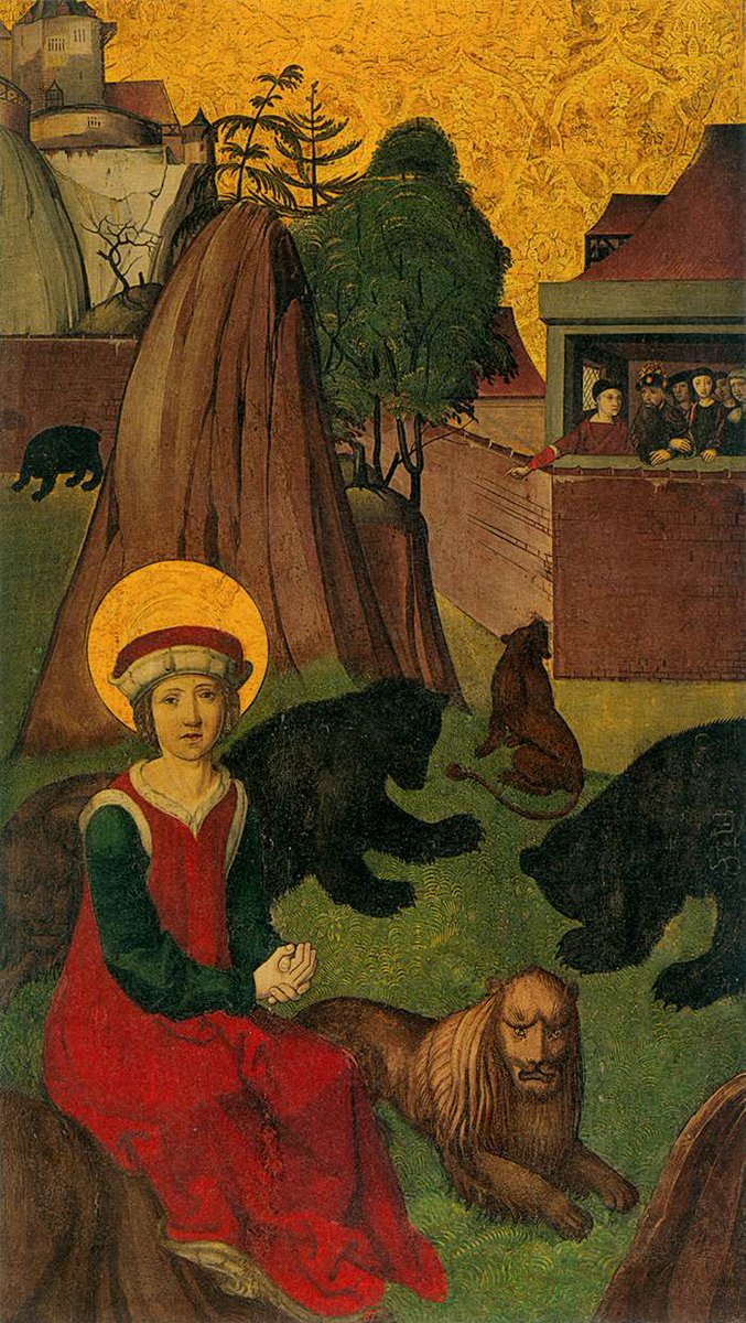 St. Agapitus (275)

St. Agapitus was 15 years old when he was arrested by order of Emperor Aurelian on account of being a Christian. He was thrown to wild animals in the local arena at Praeneste. The beasts refused to harm him, and he was beheaded.