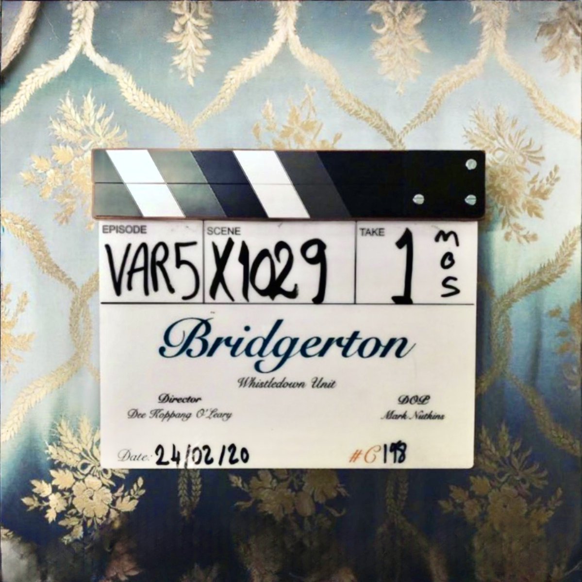 BtonArchives's tweet photo. #Bridgerton Season 1 Whistledown Unit clapboard https://t.co/Uw12UsHk29