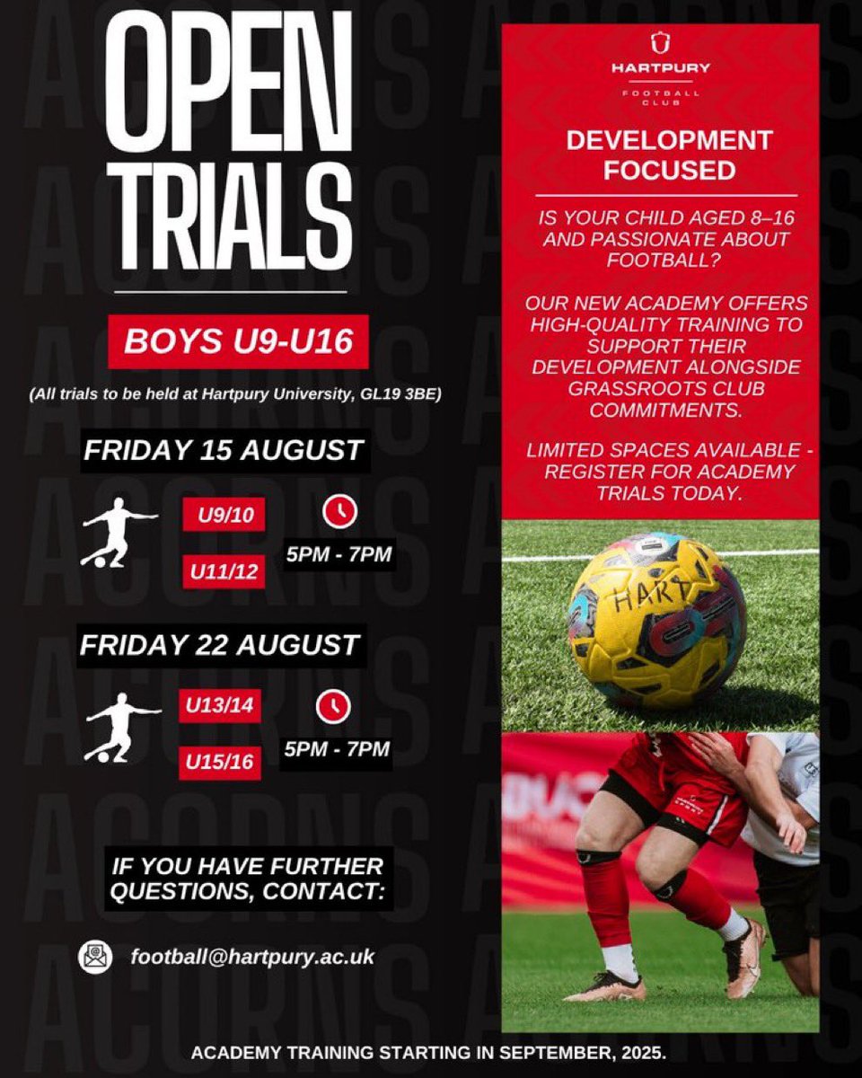 tonyssoccer's tweet image. New: I have just been sent this

🚨There is one more week to register for our open trials. 🚨

The trials will be for current U12 - U15 boys (U13-U16s from September). 

Link to register below! 👇
forms.gle/Rqpc6Jej96ewds… 

#footballtrial
#playerswanted
#opentrials