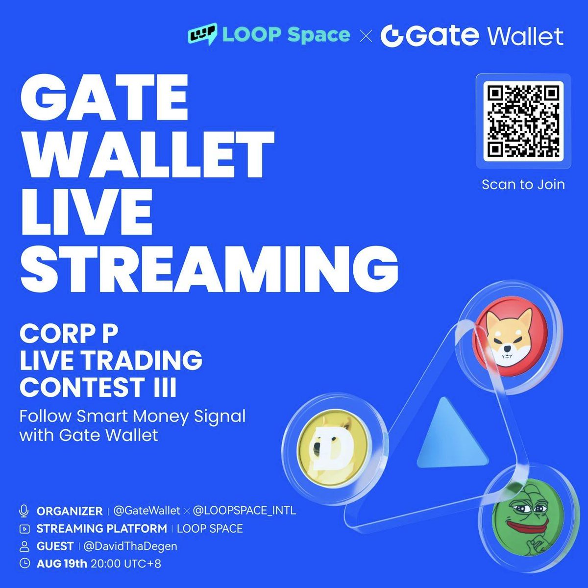 Anointed (@anointedanoi1) on Twitter photo 🚨 Gate Wallet x LOOP Space | Corp P Live Trading Contest III 🚨
Track Smart Money signals & trade live with Gate Wallet!
🗓 Aug 19 ⏰ 20:00 (UTC+8)
📍 Live on LOOP Space
🎙 Guest: <a href="/DavidThaDegen/">David Meehan</a>
🤝 Hosts: <a href="/GateWallet/">Gate Wallet</a> & @LOOPSPCE_INTL
🔥 Don’t miss the Live Trading Contest + 🚨 Gate Wallet x LOOP Space | Corp P Live Trading Contest III 🚨
Track Smart Money signals & trade live with Gate Wallet!
🗓 Aug 19 ⏰ 20:00 (UTC+8)
📍 Live on LOOP Space
🎙 Guest: <a href="/DavidThaDegen/">David Meehan</a>
🤝 Hosts: <a href="/GateWallet/">Gate Wallet</a> & @LOOPSPCE_INTL
🔥 Don’t miss the Live Trading Contest +
