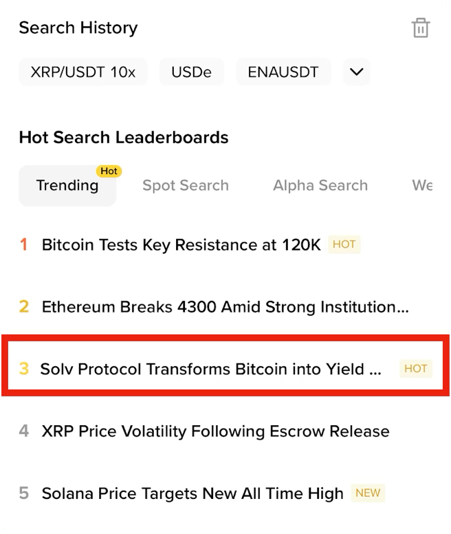 $SOLV is trending 📈

Volume up. Hype on. Bitcoin Finance heating.