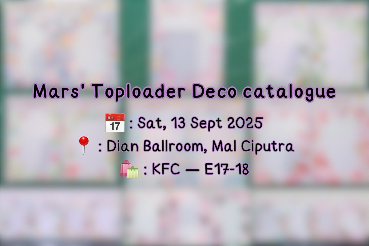 Mars' Toploader Deco line up for #COCOMA3 (<a href="/cocoma_day/">Cocoma3! 13 Sept '25 Mall Ciputra JKT.</a>) is here!! 

📅 : Sat, 13 Sept 2025
📍 : Dian Ballroom, Mal Ciputra
🛍️ : KFC (E17-18) / mail order option is available!

Everything starts from 20k up!! 
More products will be updated here soon ♡

#COCOMA3 
#COCOMA3CATALOGUE