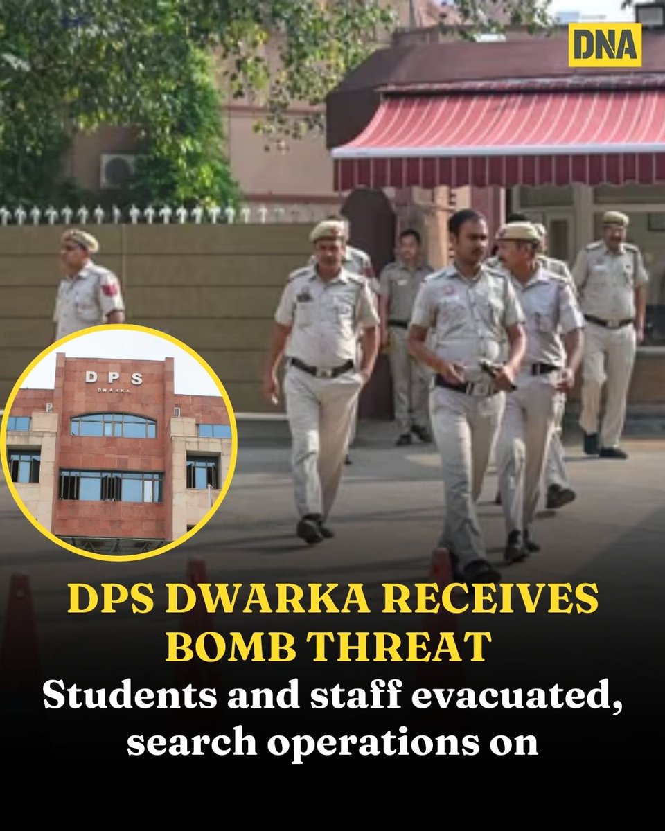 dna's tweet photo. Delhi Public School (DPS) Dwarka received a bomb threat call on Monday. Students and staff have been moved out safely as a precautionary measure.
Read Here: https://t.co/0a70miRIYO
#DNAUpdates | #DPSDwarka | #BombThreat https://t.co/aXIq499yNo