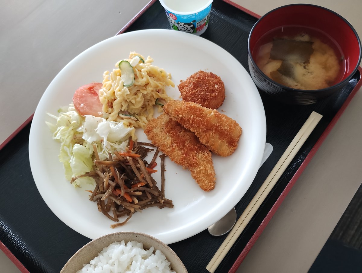 本日のお昼ごはんは
・ホッケフライとさけマヨ
・きんぴらごぼう
・マカロニサラダ
・ヨーグルト
大変美味しくいただきました。
最近はイベントも終わりましたが、お花を観賞に行ってみてはどうでしょうか？
百合が原公園にはさまざまなお花が咲き乱れているみたいですので行ってみてはいかがですか。