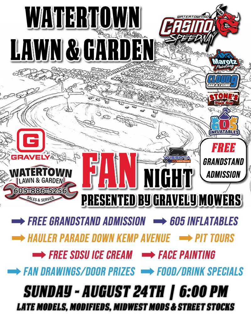 NEXT UP! FREE GRANDSTAND ADMISSION!📷
YES! You've seen that right! We've got FREE Grandstand Admission next Sunday Night, August 24th! If you've NEVER been to Casino Speedway (BTW Shame on You!)... now is the time to CHECK IT OUT. It will NEVER be CHEAPER!