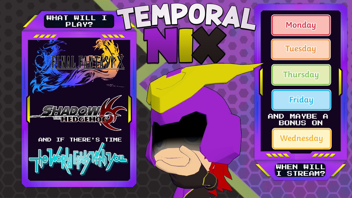 This weeks schedule is now live. We will likely be finishing Final Fantasy X... TONIGHT! And if we do, then I shall see if I can set up my switch correctly to play some TWEWY!