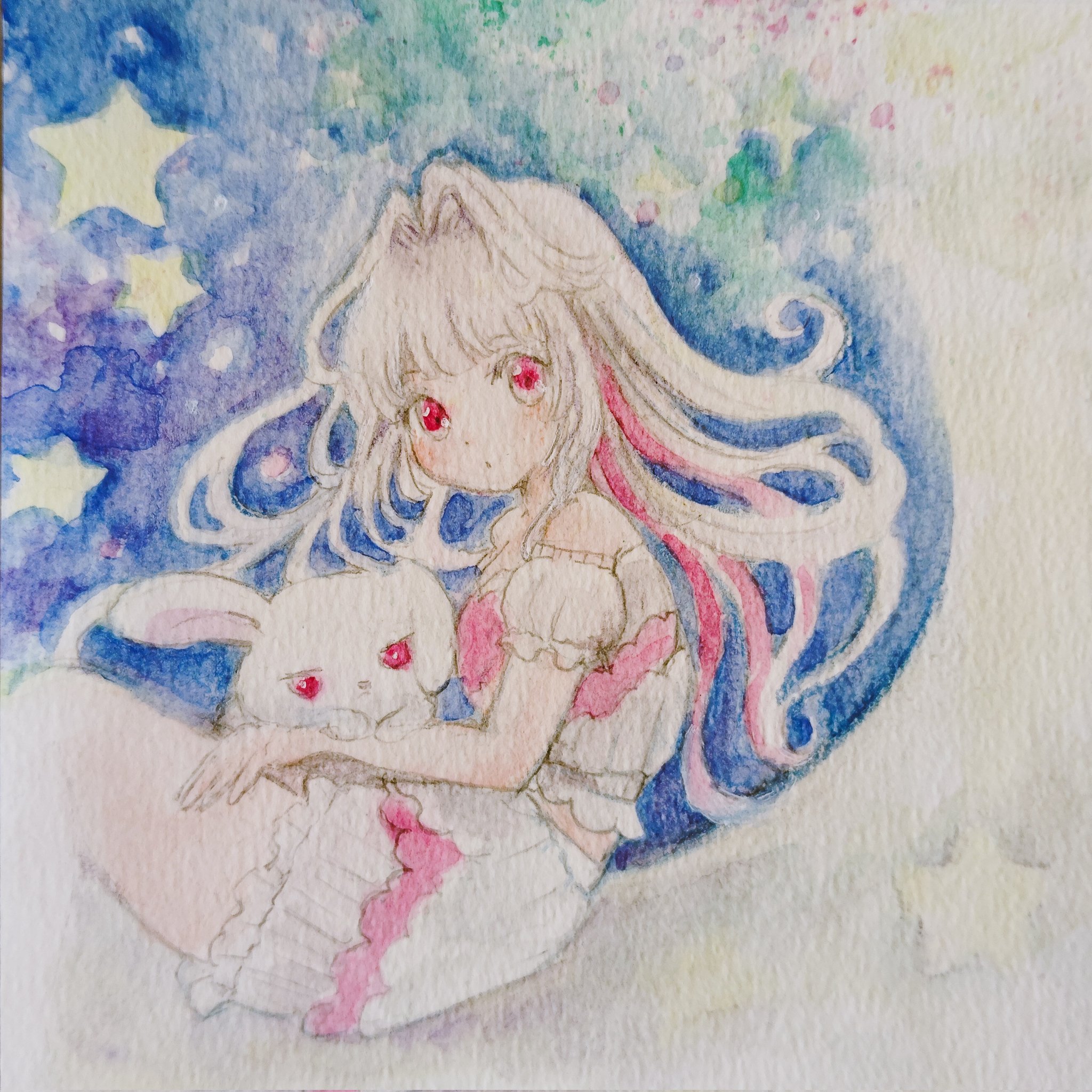 『うさぎの嫁入り』　水彩色鉛筆画 うさぎの嫁入り』 水彩色鉛筆画 うさぎの嫁入り』 水彩色鉛筆画