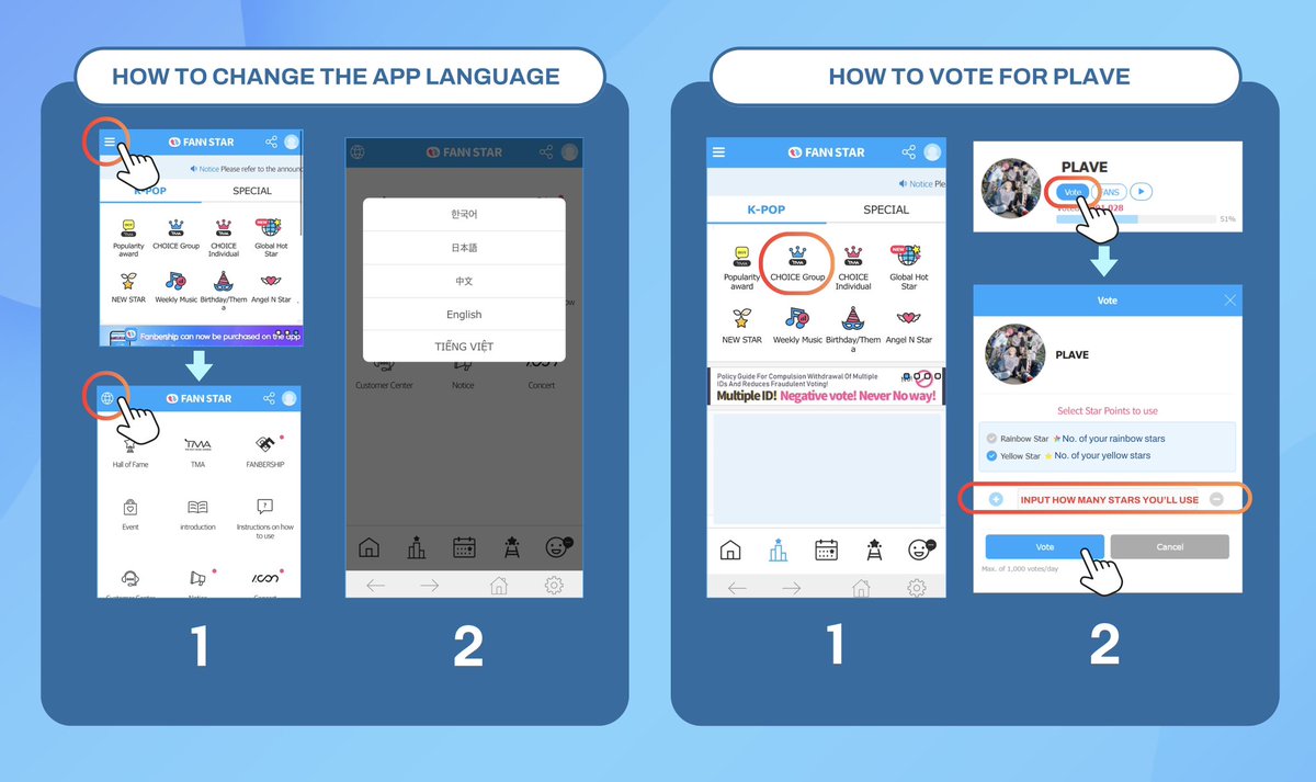 PLAVE Voting Team (@plavevoting) on Twitter photo ๐ย ๐ง๐ ๐ ๐ฅ๐ผ๐๐ป๐ฑ ๐ฎ ๐ถ๐ ๐ป๐ผ๐ ๐ผ๐ฝ๐ฒ๐ป
Vote for PLAVE on โ๐๐ฟ๐ผ๐๐ฝ ๐๐ต๐ผ๐ถ๐ฐ๐ฒ ๐๐๐ฎ๐ฟ๐ฑโ
PLAVE Rank as of now: #1
๐ fannstar.tf.co.kr
Voting ends:ย 09/08
๐ณ๏ธ Daily voting tickets based on your G+ points:
- BLACK: 10 votes
- GOLD: 8 votes
- SILVER: 6 votes
- ๐ย ๐ง๐ ๐ ๐ฅ๐ผ๐๐ป๐ฑ ๐ฎ ๐ถ๐ ๐ป๐ผ๐ ๐ผ๐ฝ๐ฒ๐ป
Vote for PLAVE on โ๐๐ฟ๐ผ๐๐ฝ ๐๐ต๐ผ๐ถ๐ฐ๐ฒ ๐๐๐ฎ๐ฟ๐ฑโ
PLAVE Rank as of now: #1
๐ fannstar.tf.co.kr
Voting ends:ย 09/08
๐ณ๏ธ Daily voting tickets based on your G+ points:
- BLACK: 10 votes
- GOLD: 8 votes
- SILVER: 6 votes
-
