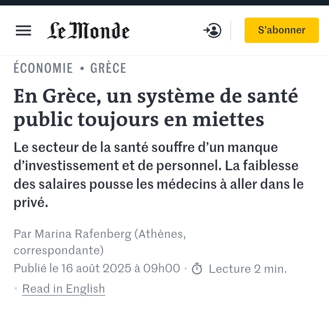 Άδωνη, σου στέλνει sms με συγχαρητήρια η Le Monde!

Νοσοκομεία σε αποσύνθεση, γιατροί με μισθούς πείνας, πολίτες όμηροι του ιδιωτικού τομέα.
<a href="/AdonisGeorgiadi/">Άδωνις Γεωργιάδης</a>