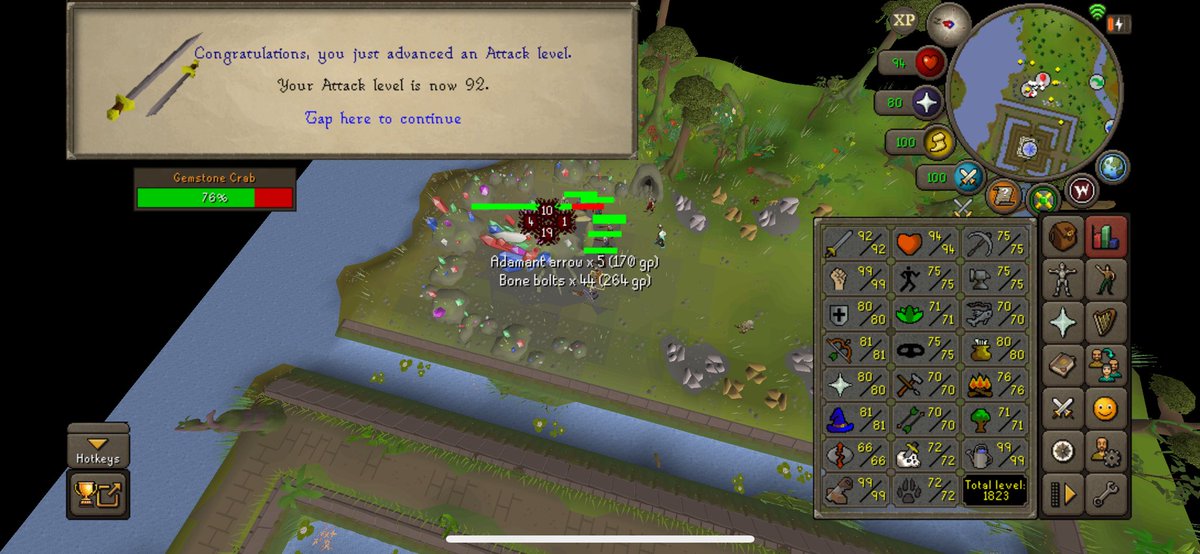 Hit 92 attack on the main, halfway to 99