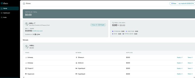 🔥 Theo Network 第二季积分活动速通指南
📌 项目背景
✅ 融资2000万美金（Hack VC、Anthos Capital领投）1
✅ 机构级交易策略（前Optiver/IMC团队打造）
✅ 第二季开放，存钱赚积分，或影响未来空投

访问官网
app.theo.xyz/invite?invite=…