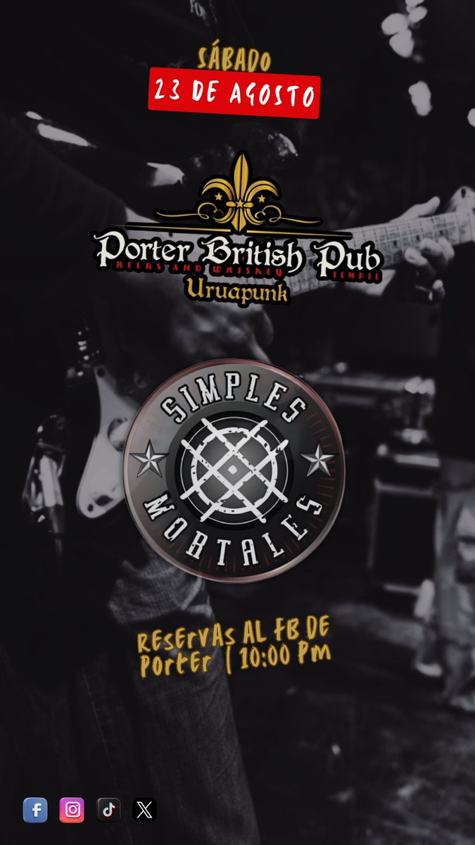 SimplesUruapan's tweet photo. ¡Próximo sábado 23 de Agosto, familia! Los esperamos en Porter British Pub para una buena noche de rock bien selecto 🤌🏻.! 

10:00 PM 🕙
Reservaciones en el Facebook de Porter. 📌

.

#Uruapan #Rock #Porter #SimplesMortales #Beer https://t.co/YVsPc1or88