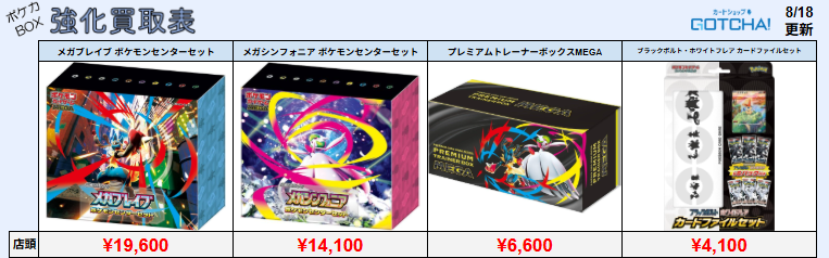 買取です！メガブレイブ　ポケモンセンターセット 🔥買取情報🔥】 ✨💁本日の買取表💁✨ メガブレイブ ポケモンセンター