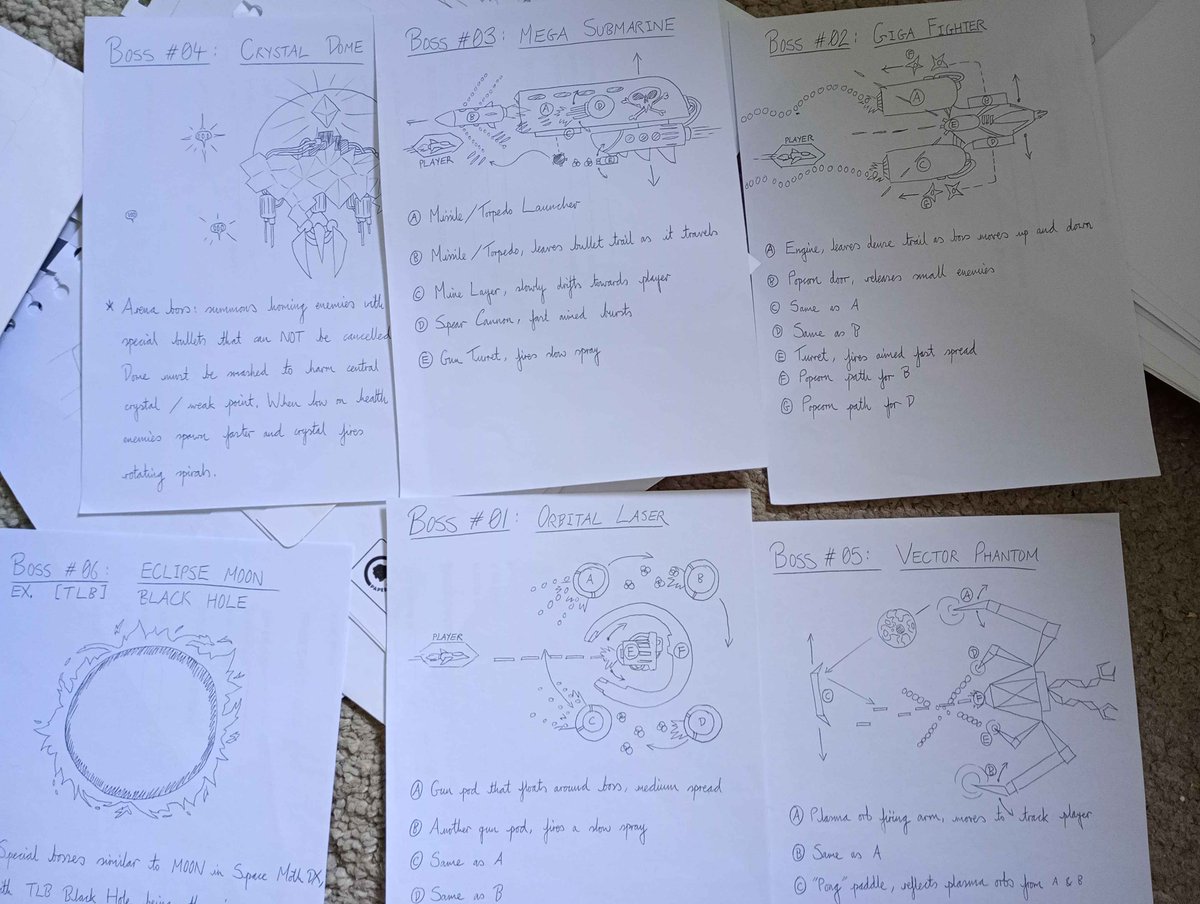 We've been organising the 1CC Games archives and found some early concept sketches for Star Hunter DX bosses! These all ended up being reworked after playtesting, but we're showing the original concepts here for fans of the game - enjoy!