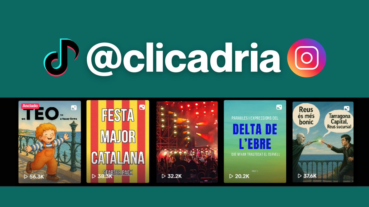 Vaig abandonar Twitter perquè es va convertir en un abocador sense fons. Així que si ens seguíem, ara em podeu trobar a Instagram o TikTok com a "Clicadria" fent contingut en català.

Va, reconnectem! 🥰