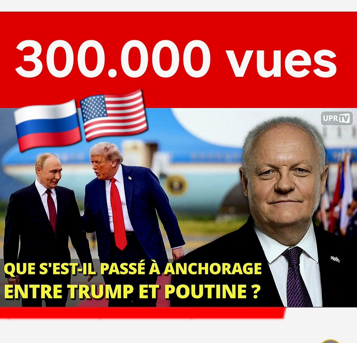 📺Déjà 𝟯𝟬𝟬.𝟬𝟬𝟬 𝘃𝘂𝗲𝘀
⚠️J'analyse à chaud le Sommet d'Anchorage
du 15 août 2025 entre Trump et Poutine.
Les médias pro-OTAN et pro-🇪🇺,
toujours hostiles à Trump,
dénoncent un «échec».
Ils ne veulent voir ni son habileté ni l'échec des mondialistes.
youtu.be/IkZAc-6qdyc?si…