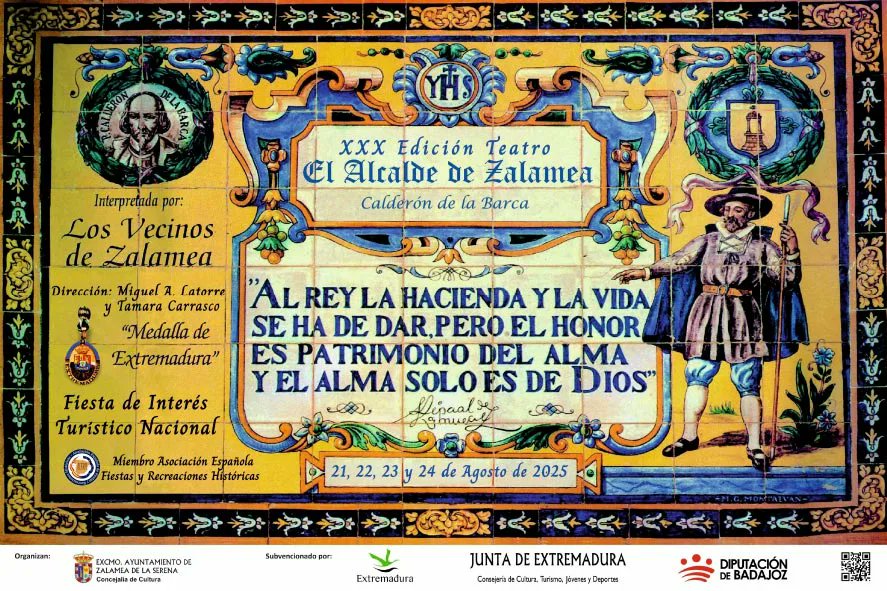 #ElAlcaldeDeZalamea de Calderón de la Barca se representa todos los años en la 2ª quincena de agosto en el lugar en el que tuvieron lugar los hechos históricos que relata la obra: #ZalameaDeLaSerena (#Badajoz). El festival ha sido declarado Fiesta de #InterésTurísticoNacional.