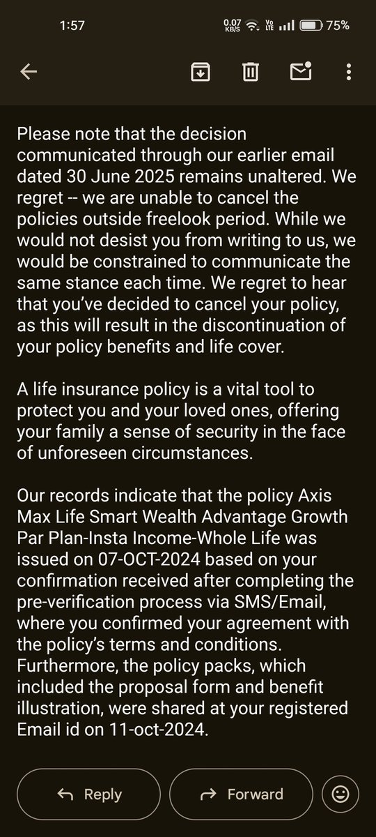 SSoni0727's tweet image. 🚨 Beware of Fraud! SCAM by Axis Max Life Insurance 🚨
@AxisMaxLifeIns your image in front of the public is already clear — you do fraud with your own customers. Every time, only copy-paste replies, no real resolution. #AxisMaxLifeScam @DFS_India @PMOIndia @AxisBank @TheLallantop
