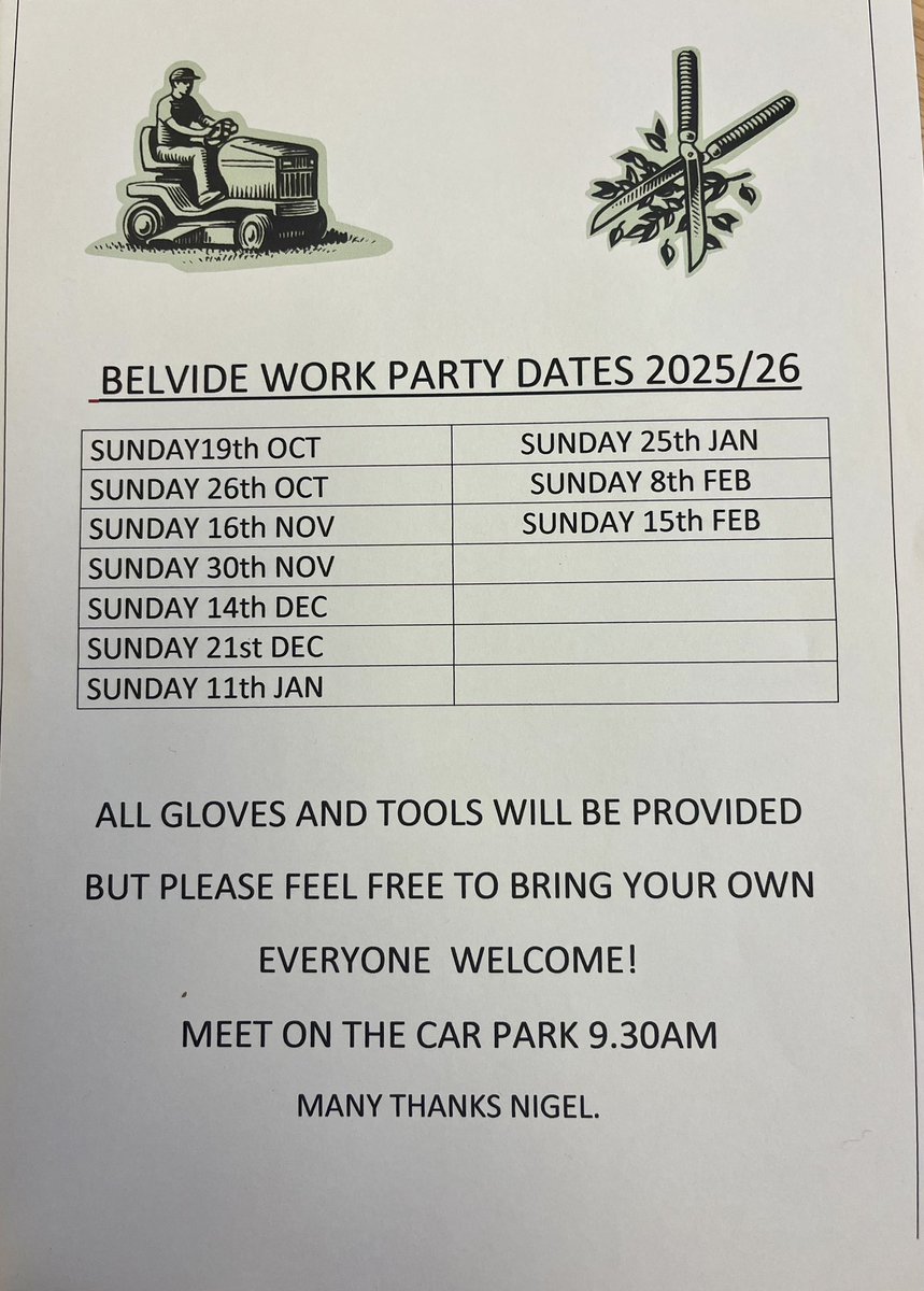 Aut/Winter volunteer work party dates <a href="/WestMidBirdClub/">West Midland Bird Club</a> Belvide Reserve, Staffs. We’ve a lot  of willow scrub to cut back, so all hands required ‘ on deck’ this season. Volunteers  shape the Reserve habitats, which in turn attracts the Birds! 😀👍 <a href="/Staffsbirdnews/">Staffs Bird News</a>  <a href="/BelvideBirding/">BELVIDE BIRDING𓅪</a>