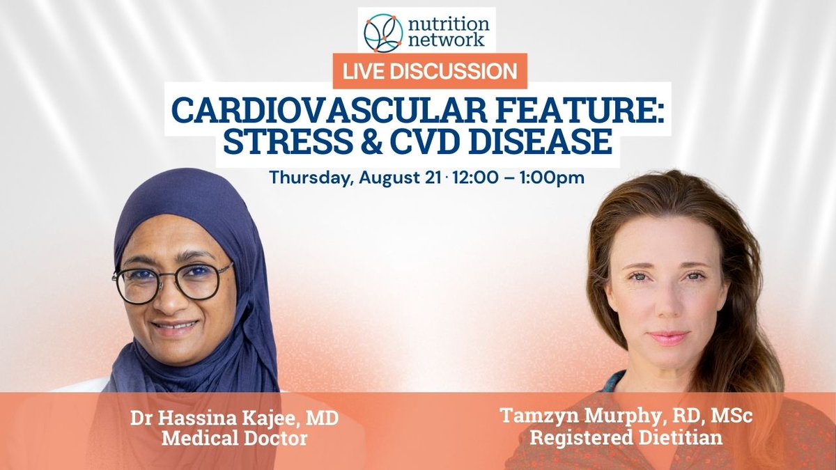 LIVE: Cardiovascular Feature with Dr. Hassina Kajee – Stress &amp; Cardiovascular Disease
📅 Date: 21 August 2025
🕛 Time: 12 PM SAST

Join us for a special live session with Dr. Hassina Kajee, Medical Director and founding member of the Nutrition Network, as she explores the