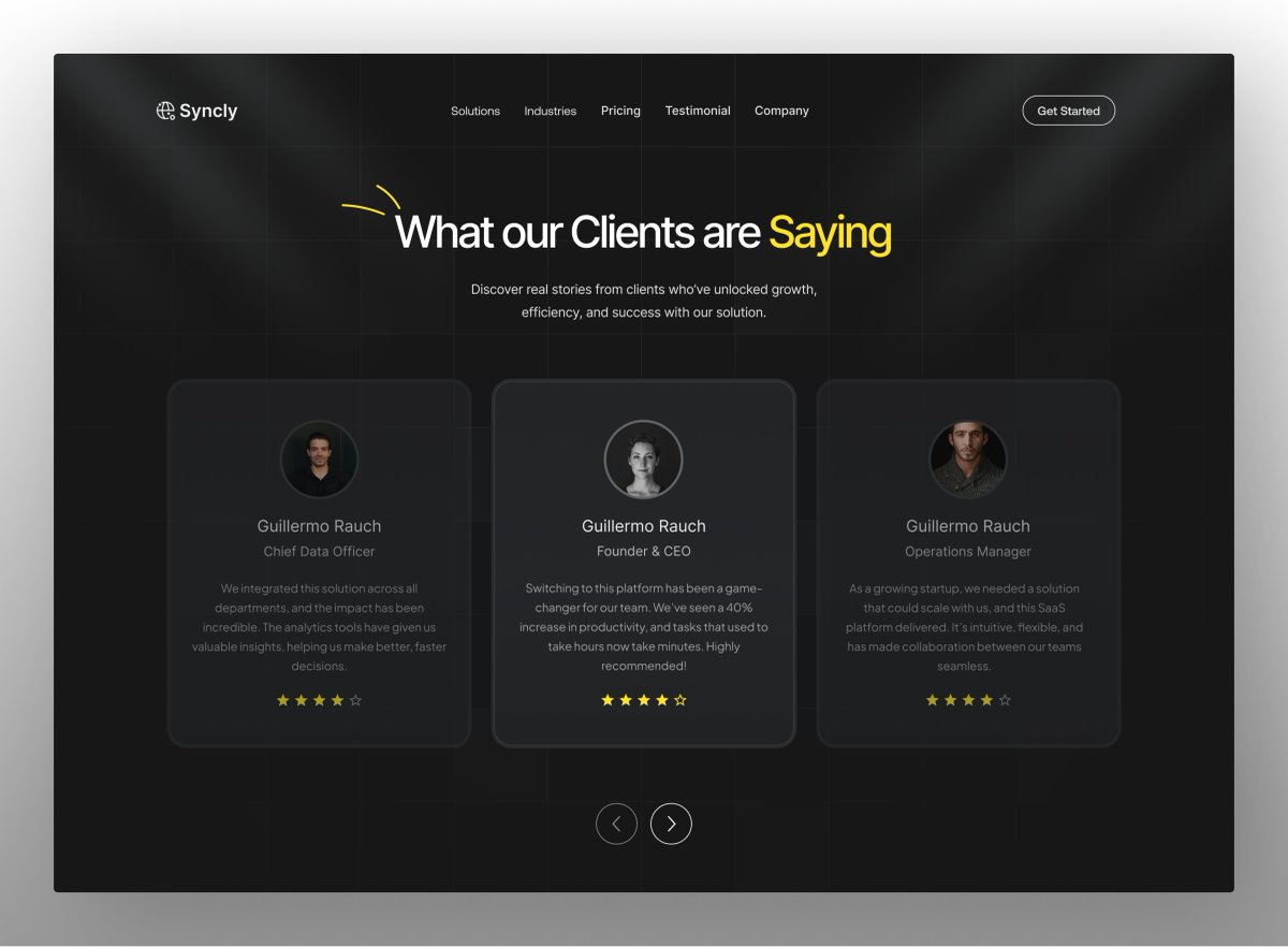 A testimonials section is where you build social proof 🚀

Bookmark for inspiration ✨