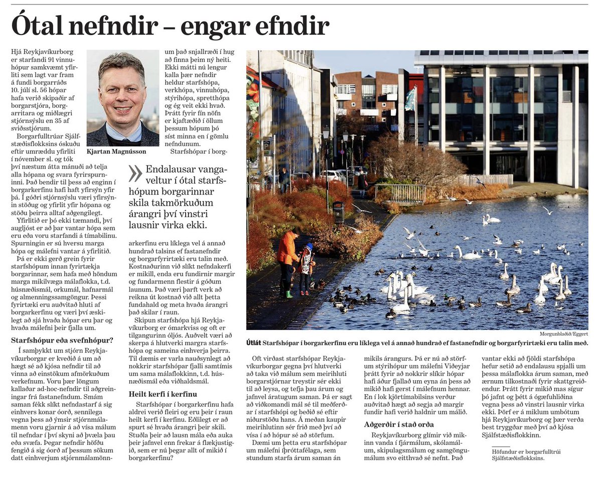Starfshópar hjá Reykjavíkurborg hafa aldrei verið fleiri og eru heilt kerfi í kerfinu. Hóparnir virðast oft gegna því hlutverki að taka við málum, sem meirihluti borgarstjórnar treystir sér ekki til að leysa, og tefja þau árum og jafnvel áratugum saman.
xd.is/2025/07/18/ota…