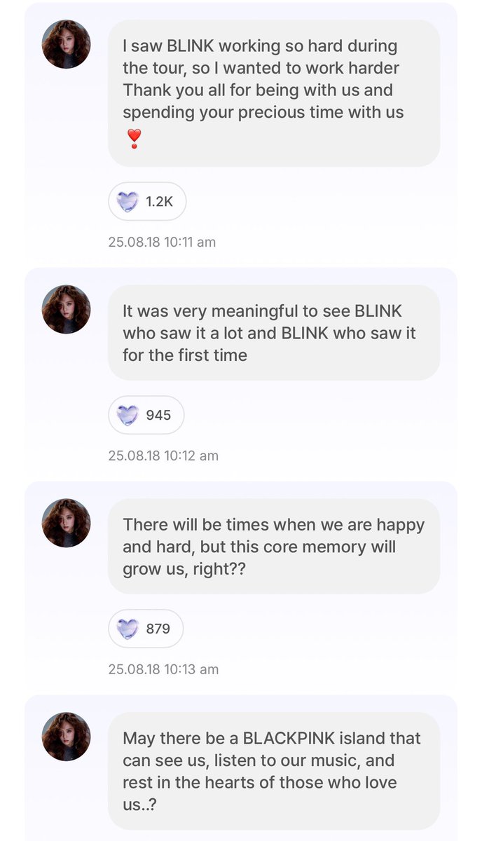 “i was only happy because of BLINK—i love you forever my BLINK—may there be a BLACKPINK island that can see us, listen to our music, and rest in the hearts of those who love us.”

JISOO, WE LOVE YOU SO MUCH 😭💕